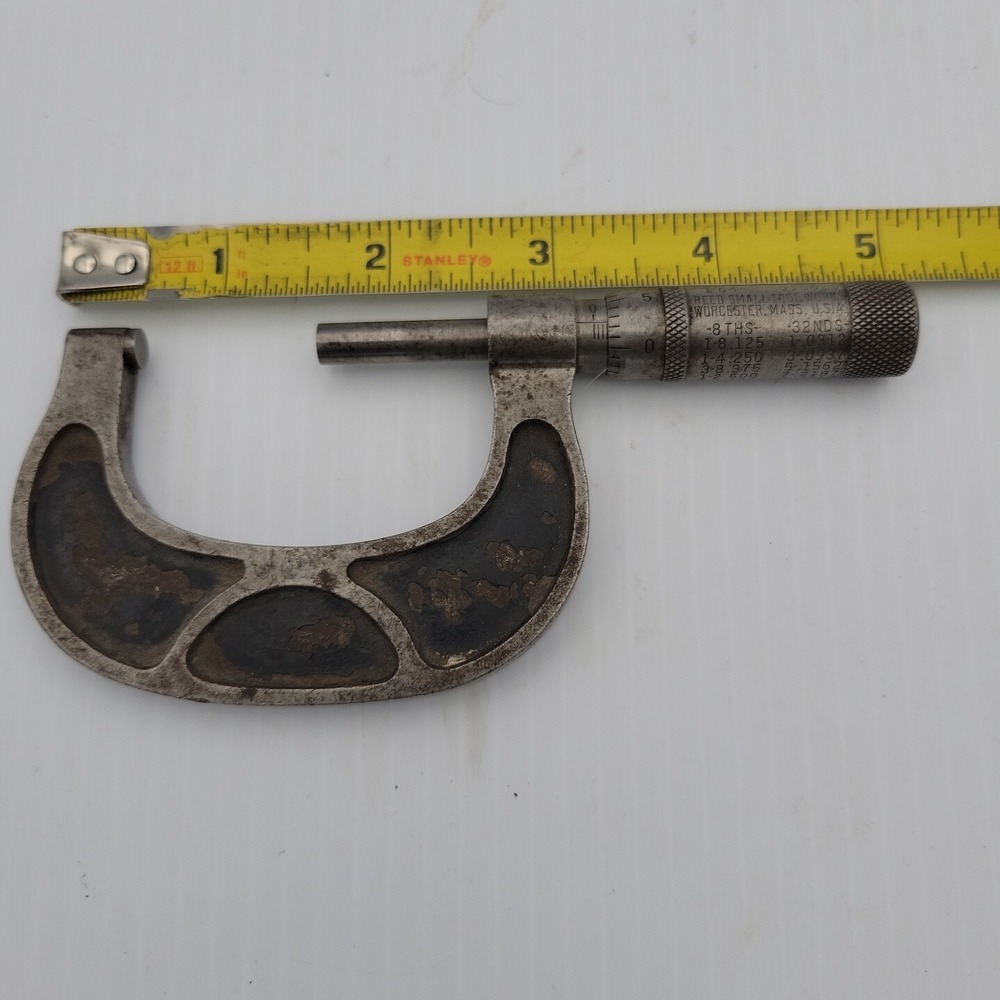 Vintage Reed Small Tool Works 1 - 2 Inch Outside Micrometer USA Made